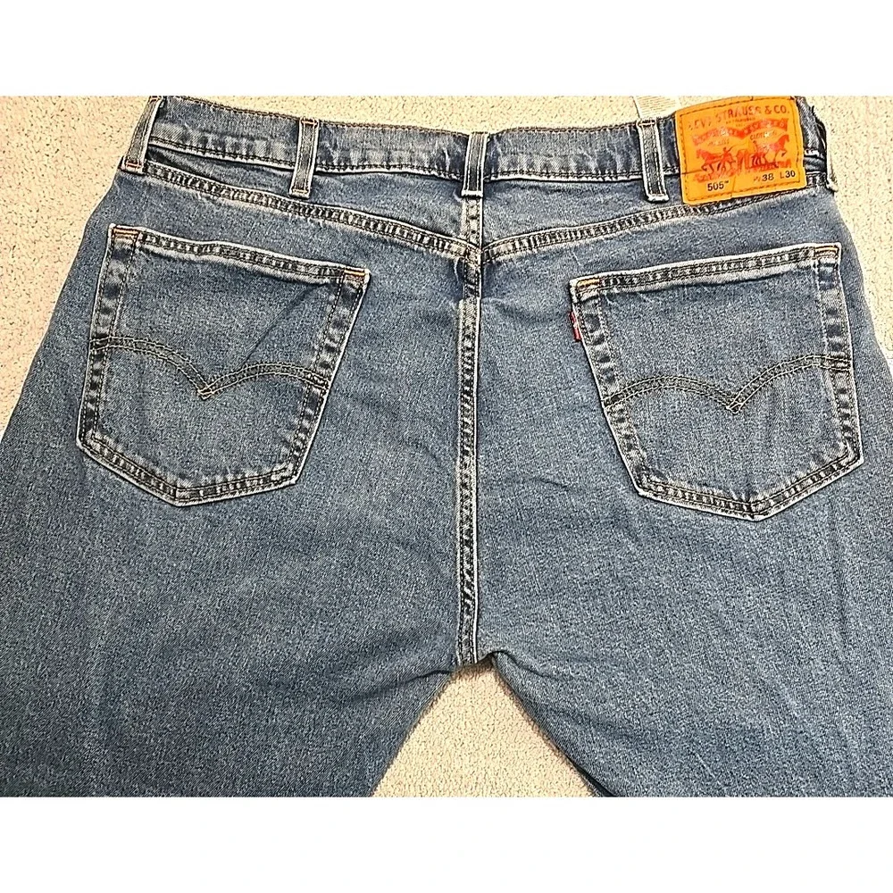 Levi's‎ 505 Jeans Mens 38x30 Blue Y2K Medium Wash Denim Straight Leg 90's